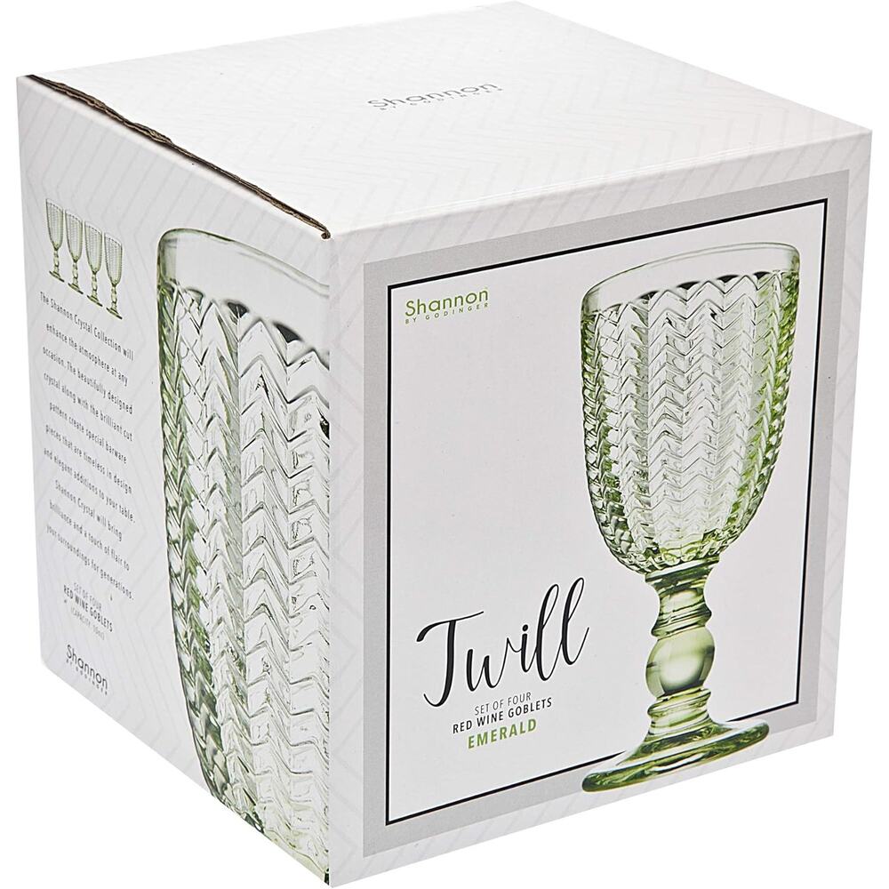 Godinger Twill Wine Goblet Beverage Glass Cup, Emerald Green, Set of 4, 6 oz - Picture 2 of 2